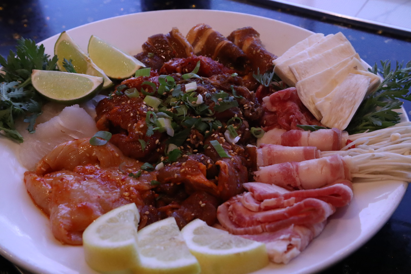Fresh meats, seafood, and hotpot ingredients at LaMeiZi