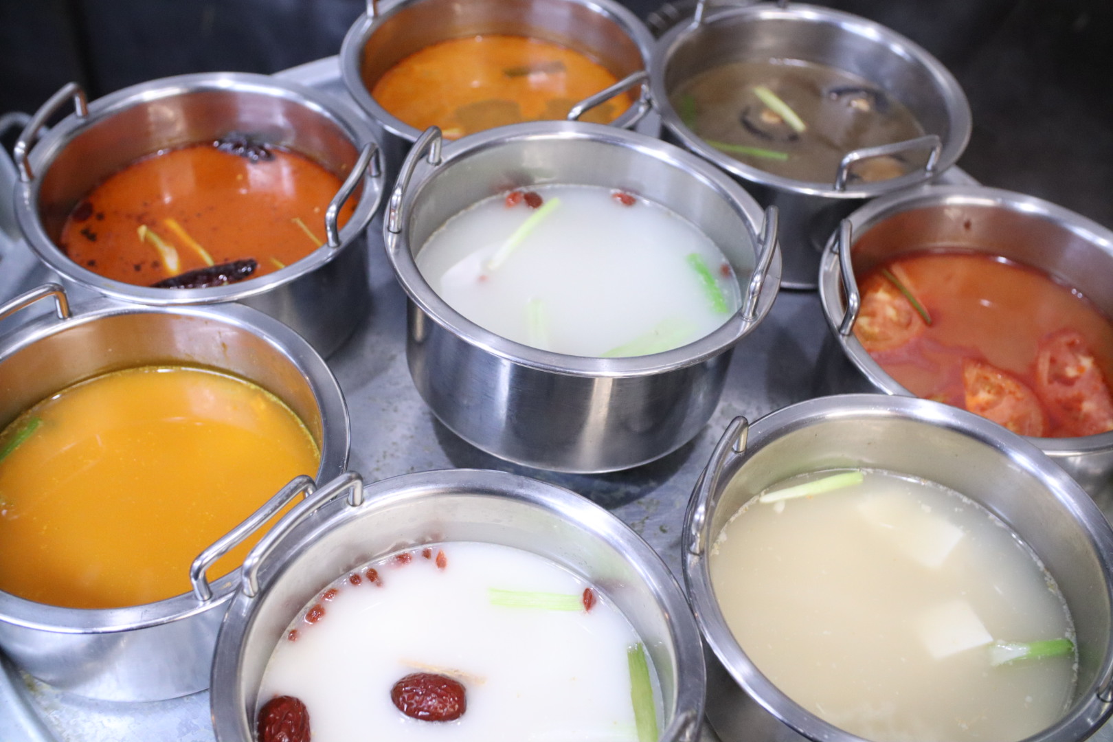 A selection of LaMeiZi hotpot soup bases